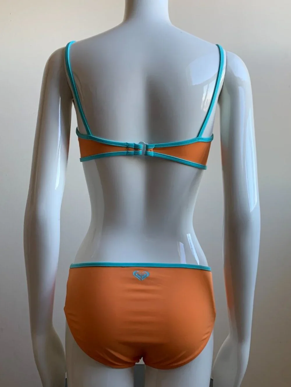 Roxy Girls logo swimwear orange & blue sporty 2pc bikini set